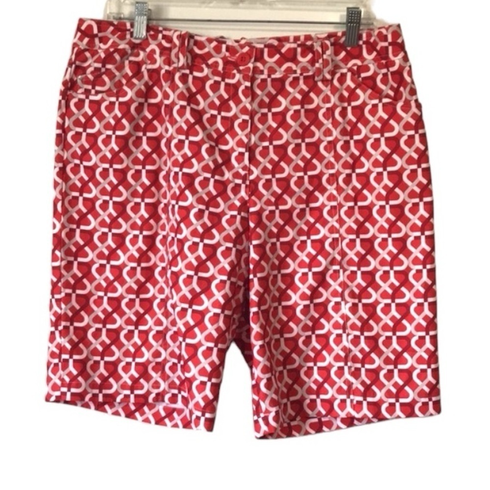 Nivo by Lanctot womens red geometric golf shorts athletic Bermuda shorts 12